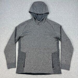Lululemon Textured Tech Hoodie Mens M Heather Gray Zip Pockets Stretch Pullover
